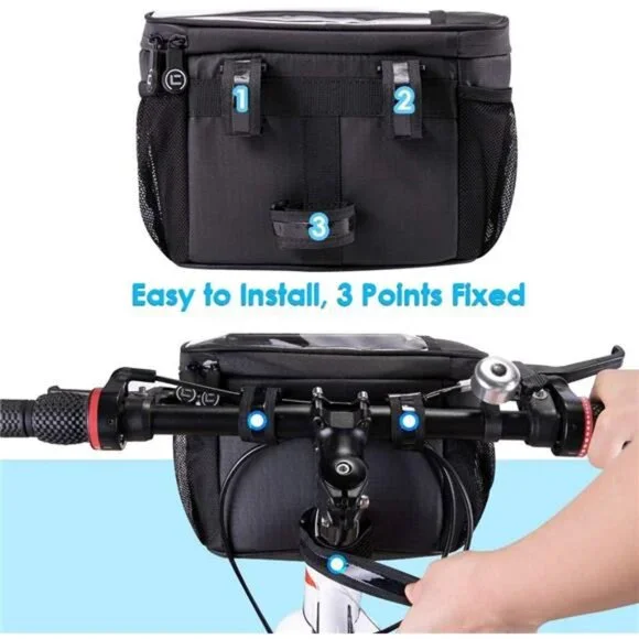 Bike Handlebar Insulated Bag, Bike Front Phone Bag Cooler Storage Pouch - Picture 6 of 7